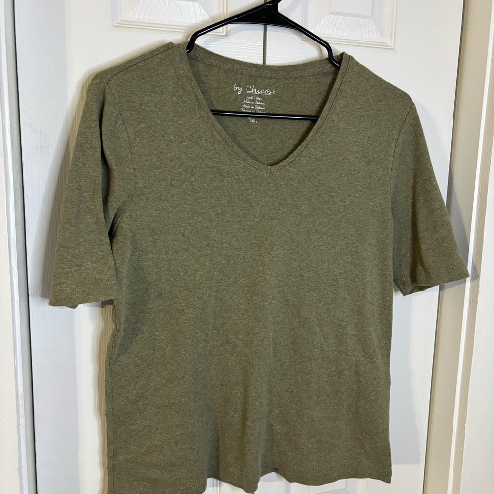 Chico's Olive Green V-Neck Top